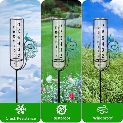 Stargarden Rain Gauge, Outdoor Peacock Rain Gauge