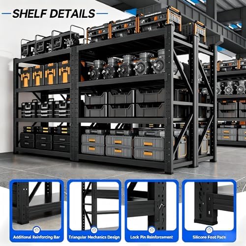 Heavy‑Duty Metal Garage Shelving Unit, 3000 LBS Total Load Capacity