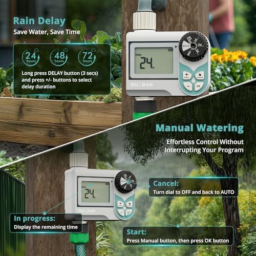 QUOBAS Low Pressure Water Timer, Weekly Sprinkler Timer for Garden Hose