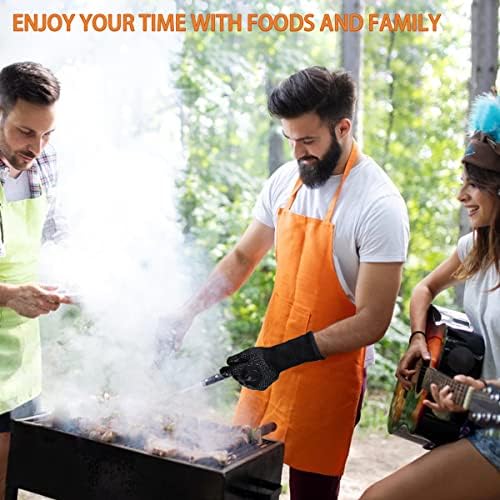 BBQ Gloves 1472F Heat Resistant Non-Slip Silicone 13.5in (Black)