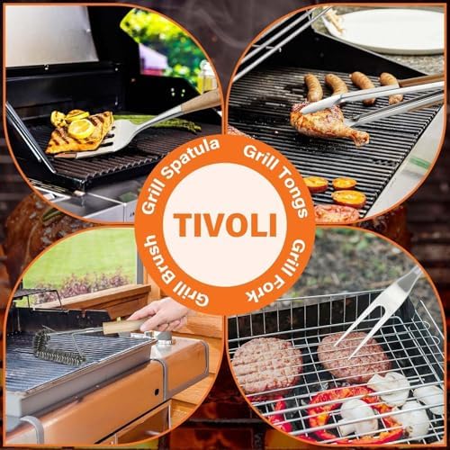 TIVOLI 4PCS Grilling Accessories Set - Heavy Duty BBQ Tool Set