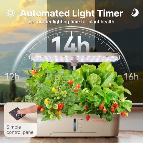 SUNCOZE Hydroponics Growing System, 12 Pods, 12.4 in Adjustable Height