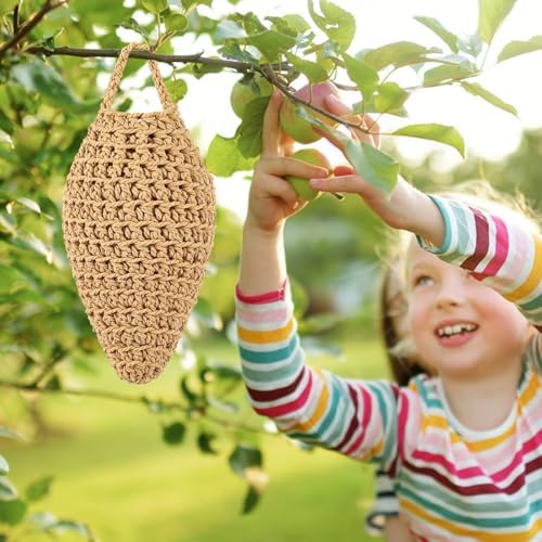 GJL 4 Pack Crochet Fake Wasp Nest Decoy, Artificial Faux Hornet Nest Outdoor Hanging Decor for Patio & Eaves, Prevent Wasps from Building Nests