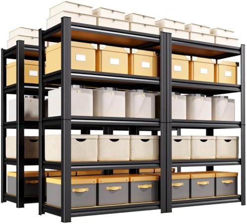 4-Pack 71" H-28 W-12 D Garage Shelving,Heavy Duty Metal Storage Shelves, 5 Tier Adjustable Shelf Units, Industrial Utility Shelving for Pantry, Basement, Warehouse & Home Organization