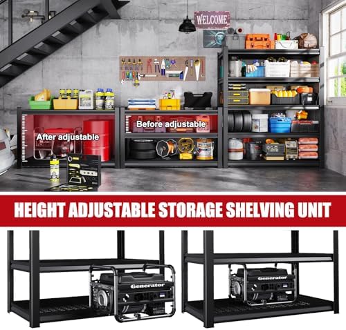 Set of 4 71"H Garage Shelving-3000LBS 5 Tier Storage Shelves,Adjustable Heavy Duty Metal Shelving Unit and Storage Large Wire Rack,Utility Steel Shelf For Shop Warehouse Industrial Pantry 71"x35"x16"