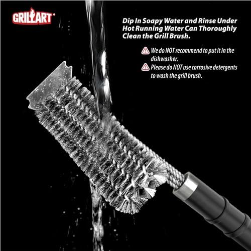 GRILLART Grill Brush and Universal Fit Scrapers, 18" BBQ Wire Cleaning Kit