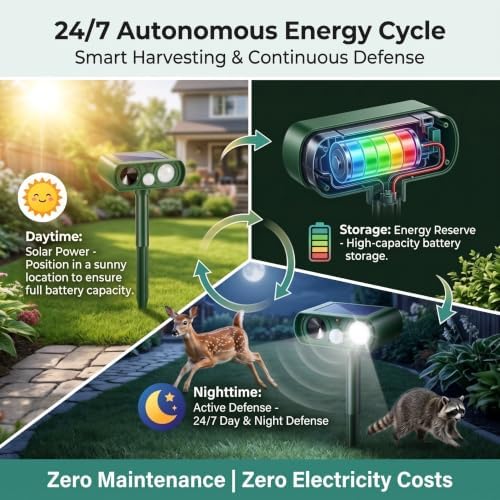 Sonic Fortress Pro Deer Repellent Device Solar Ultrasonic Animal Repellent