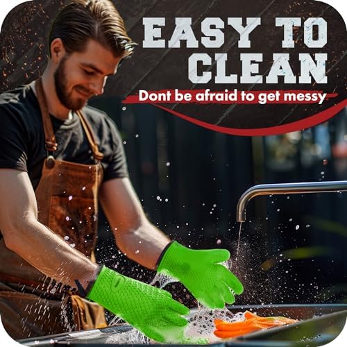 KITCHEN PERFECTION S Silicone Smoker BBQ Gloves - Heat Resistant Oven Mitts