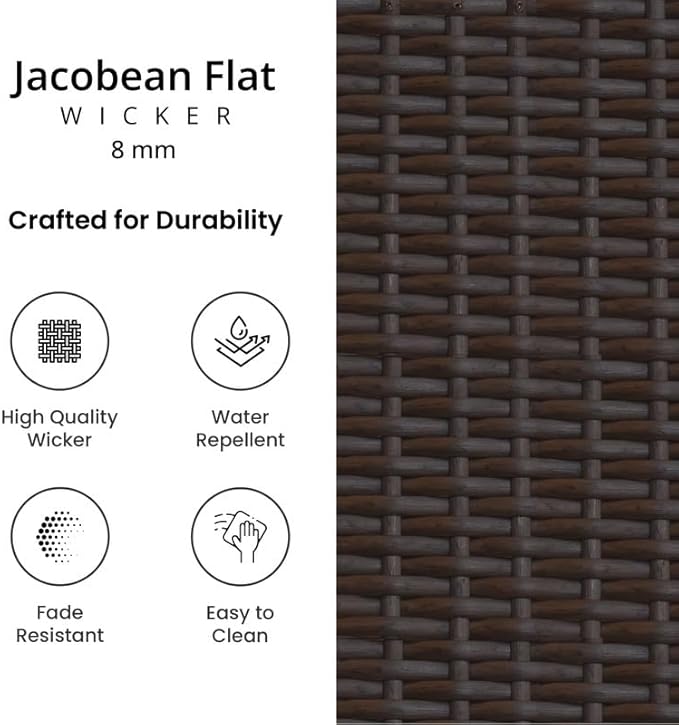 Covers & All Cabo Swivel Glider Club Chair, 8 mm Jacobean Flat Wicker Patio Furniture with Sunbrella Cushions, UV & Fade Resistant Outdoor Furniture Accent Chair Motion (32.5" L x 31" W x 33" H)