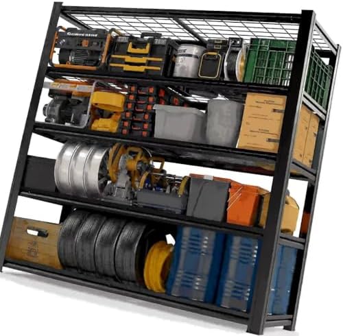 72" H x 36.12" W x 16" D Instrial 5-Heavy-Duty-Shelf Storage-Rack Adjustable Shed Shelving Metal Shelves Steel (Wire) Garage Bin Shelving Unit-s Organizer System for Basement/Kitchen, Black