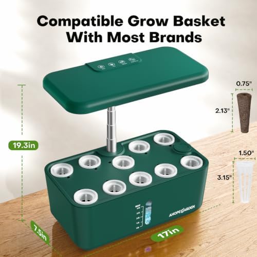 Ahopegarden Hydroponics Growing System: 10 Pods Indoor Herb Garden with LED