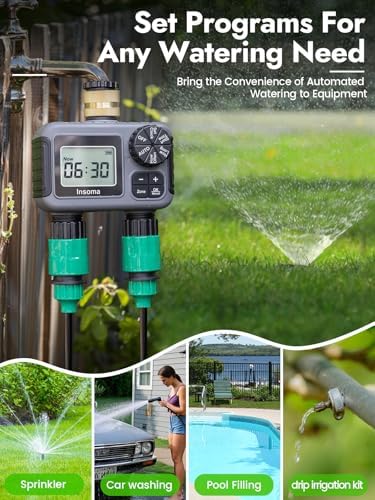 Insoma 2-Zone Water Timer for Garden Hose, Brass Inlet Sprinkler Timer