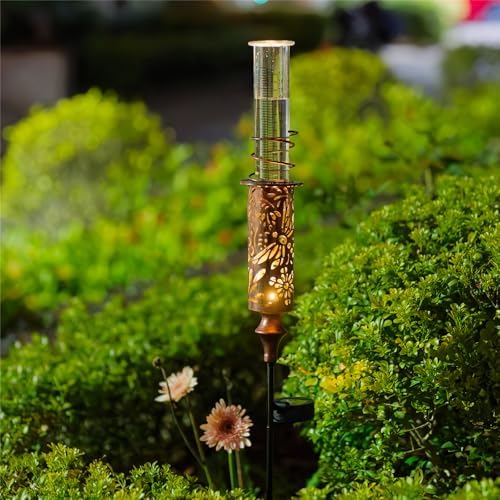 Rain Gauge Outdoor, Solar Water Gauge for Rain