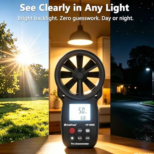 HoldPeak 866B Digital Anemometer, Handheld Wind Speed CFM Meter