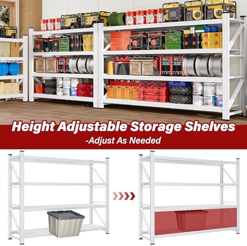 6000LBS Heavy Duty Garage Shelving Units,79" Wide & Deep Storage Shelves,White Metal Garage Shelves,Large Storage Rack,Steel Shelf,Industrial Shelving for Shop,Warehouse,Basement,79" W x 24" D x 79" H