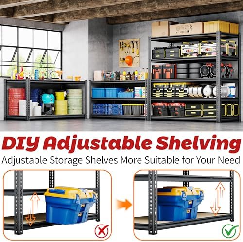 48"W Garage Shelving Heavy Duty ,5 Tier Metal Shelving Unit , 3050LBS, 2PCS