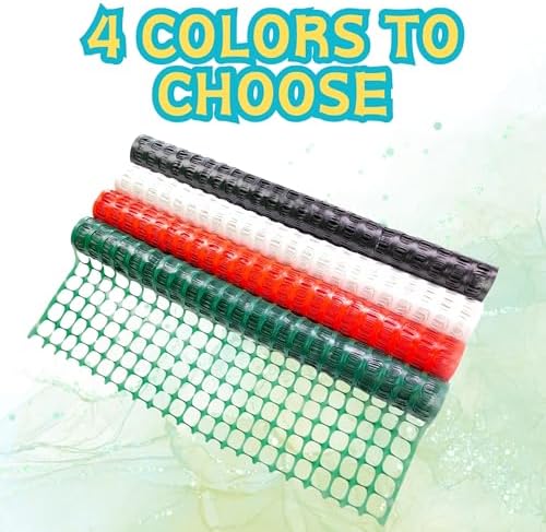 PotatoLife 4'x100' Plastic Mesh Fence for Garden with 100 Zip Ties, White