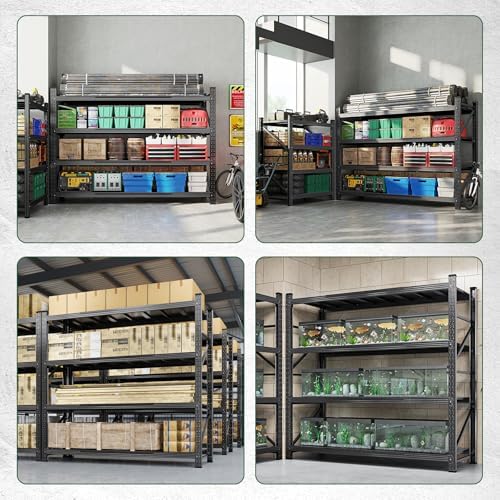 Letaya 6000LBS Storage Shelves Heavy Duty,79" W Garage Shelving Units, 4 Tier Adjustable Utility Rack Shelf,Large Metal Industrial Shelves,for Shop,Warehouse,Basement,Black (79" W x 24" D x 79" H)