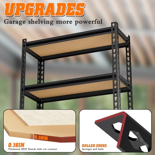 LEVELEVE 5-Tier Storage Shelving Unit, Metal, for Kitchen, Garage, Laundry Room, Adjustable, 35" L x 16" W x 70" H, Rectangular, 2 Pack