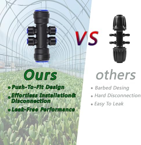 233FT Drip Irrigation System Kit with Quick-Connect System,33FT 1/2" Mainline & 200FT 1/4" Tubing,Brass Y-Type Splitter,Adjustable Nozzle Types.Garden Efficient Sprinkler System Kit