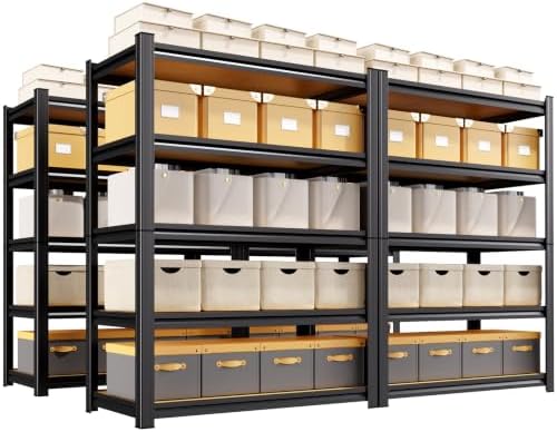 Set of 4 Garage Shelving 5 Tier Storage Shelves,Adjustable Heavy Duty Metal Shelving Unit and Storage Large Rack,Utility Steel Shelf for Shop Warehouse Industrial Pantry 71"x35"x16"