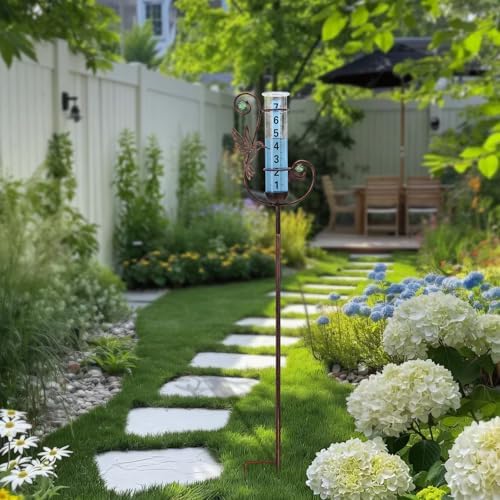 Rain Gauge Outdoor, Hummingbird Rain Gauges for Yard Patio Lawn Decor