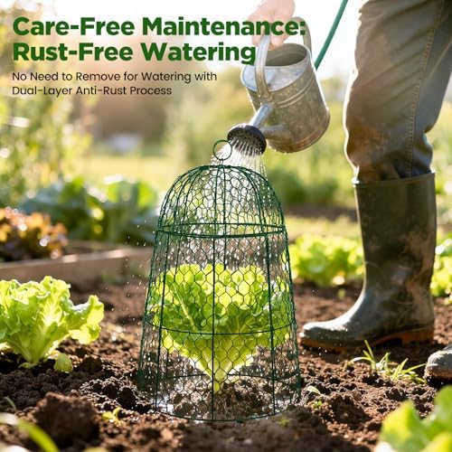 12 Pack XL Metal Garden Cloches for Plants, 17" Tall Chicken Wire Cloches