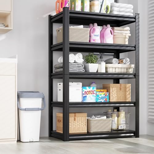 4-pack Storage Shelves,Adjustable Shelving Unit,5T Metal Garage Shelving ,Heavy Duty Garage Storage Shelves, Quick-Install Metal Shelving Unit Utility Rack Shelf for Warehouse, Pantry, 72H*35.4W*16''D