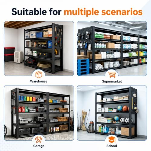 SAWJEC Heavy Duty Garage Shelving Unit with Pegboard Metal Storage Shelve