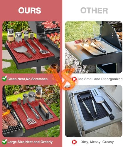 Silicone Grill Mat for Blackstone Griddle Accessories, 8-Slot Tool Mat