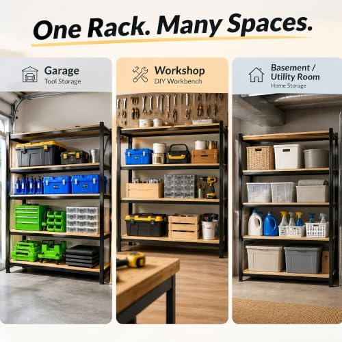 Garage Shelving,2-in-1 Adjustable Storage Shelves with Guard