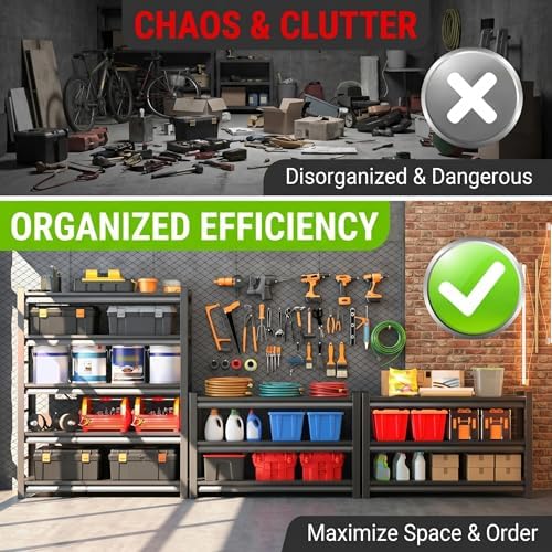 Garage Shelving, 5 Tier Heavy Duty Storage Shelves with Pegboard