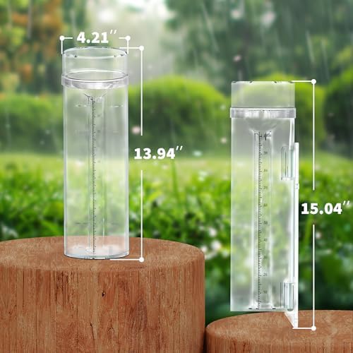 Outdoor Rain Gauge and Snow Professional Stratus Long Term, Made of UV and Heat Resistant Polycarbonate Material for All Weather Conditions with Precise Mounting Bracket