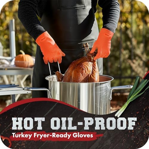 KITCHEN PERFECTION S Silicone Smoker BBQ Gloves - Heat Resistant Oven Mitts
