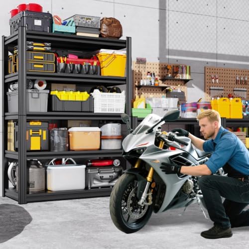 4-Pack Heavy Duty Garage Shelving for Large Storage & Garage Organization, 71"H x 46"W x 20"D Adjustable 5-Tier All Metal Storage Shelf for Tools, Storage Bins, Bulk Items, Warehouse & Workshop