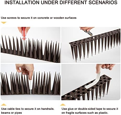 OFFO Bird Spikes Pigeon Outdoor Spikes for Cat Keep Birds Raccoon Woodpecker Away Covers 20 Feet(6.1m), Brown