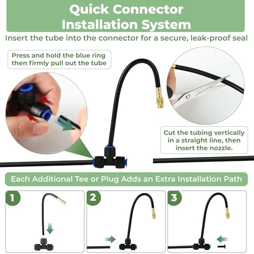 120FT Drip Irrigation System for Garden: Quick Connect 1/4" PE Tubing 18Pcs Automatic Water Sprinkler Kit Adjustable Misting Part Watering Hose, Outdoor Raised Bed Plants Flower Yard Greenhouse