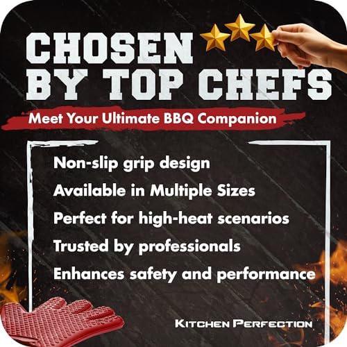 KITCHEN PERFECTION S Silicone Smoker BBQ Gloves - Heat Resistant Oven Mitts
