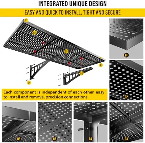 Aecxm 2-Pack 1.64x4ft Adjustable Garage Wall Shelving 560lbs Load Capacity Heavy Duty Wall Mounted Storage Shelf Metal Floating Shelves for Garage(Black)