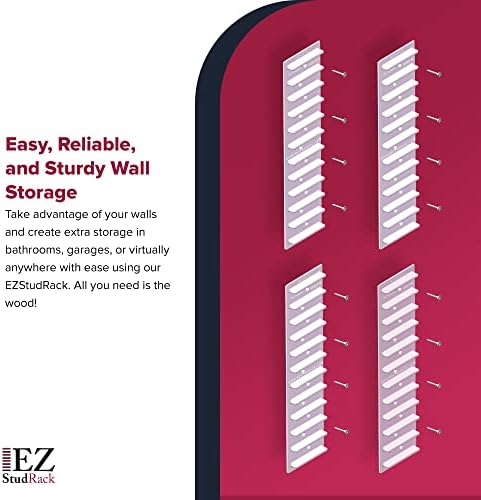 EZStudRack Shelf Bracket - Shelf Brackets for Wall - Wall Mount Shelf - Floating Shelf Hardware - Shelving Brackets for Home - Garage Shelf Brackets - Wood Not Included - 32 Pack (16 Pair) White