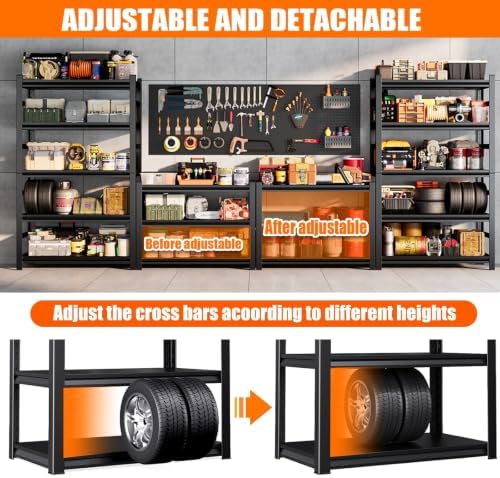 PRESTELION Garage Shelving 3000 LBS Adjustable Metal Storage Shelves