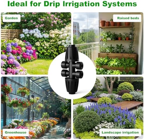1/2 Inch to 1/4 Inch Barbed Tee Connectors, Drip Irrigation Reducing T Fittings for Main Line to Branch Line Conversion, Quick-Install Leak-Free Irrigation Connectors, 6 Pack