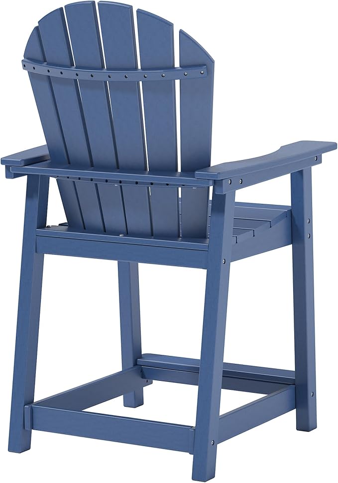 OTSUN Tall Adirondack Chair, HDPE Weather Resistant Outdoor Chair for Garden, Backyard, Poolside, Capacity 400LBS (1 PC, Navy Blue)