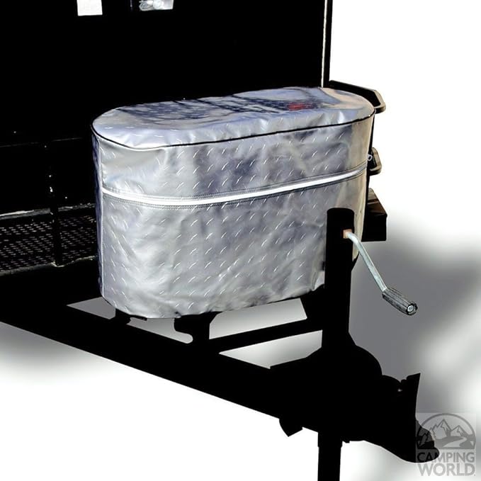 ADCO 2714 Silver Double 40 Diamond Plated Steel Vinyl Propane Tank Cover