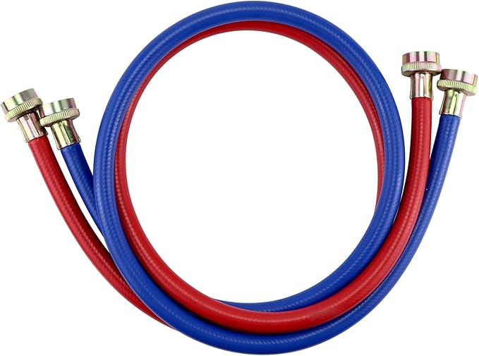 6FT Washer Water Line/Rubber Washing Machine Hoses 6FT,Universal Washing Machine Hose/Washer Water Line for Hot and Cold Water Washer Hoses (2 Packs) with 3/4" Connection Water Supply Lines-by MIFLUS
