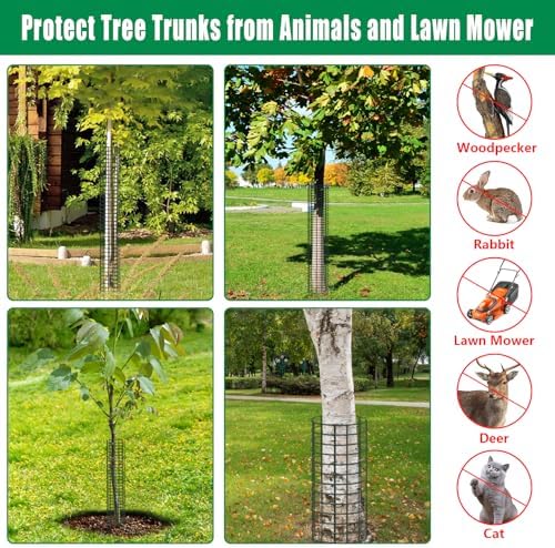 UQM 48 Inch Tree Trunk Protector, 12 Pcs Metal Tree Guards Trunk Protector