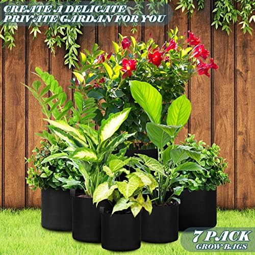 Hoolerry 7 Pack Black Plant Grow Bags Varity Sizes Thickened Non Woven Grow Bags in 4 Sizes 10, 7, 5 and 3 Gallons Aeration Fabric Pots with Handles for Garden