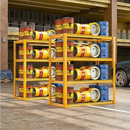 REIBII 40" W Yellow Garage Shelving with Double-Layer Frames for Homeowners