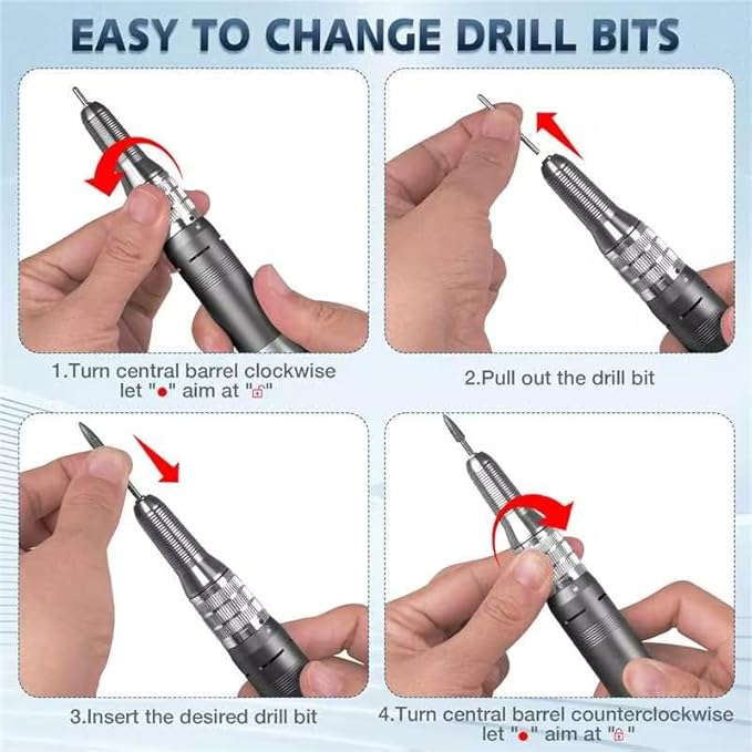 Professional Nail Drill Machine, HoMove 35000RPM Portable Nail Drills, Rechargeable Efile Nails Drill, Low Heat Electric Nail File for Acrylic Gel Nails(Grey)