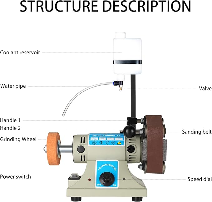 110V Wet Belt Sander for Metal Working, 350W Rock Polisher, 0-10000RPM Adjustable Power Belt Sanders for Woodworking tools, Bench Sharpening, Knife Grinding and DIY Projects